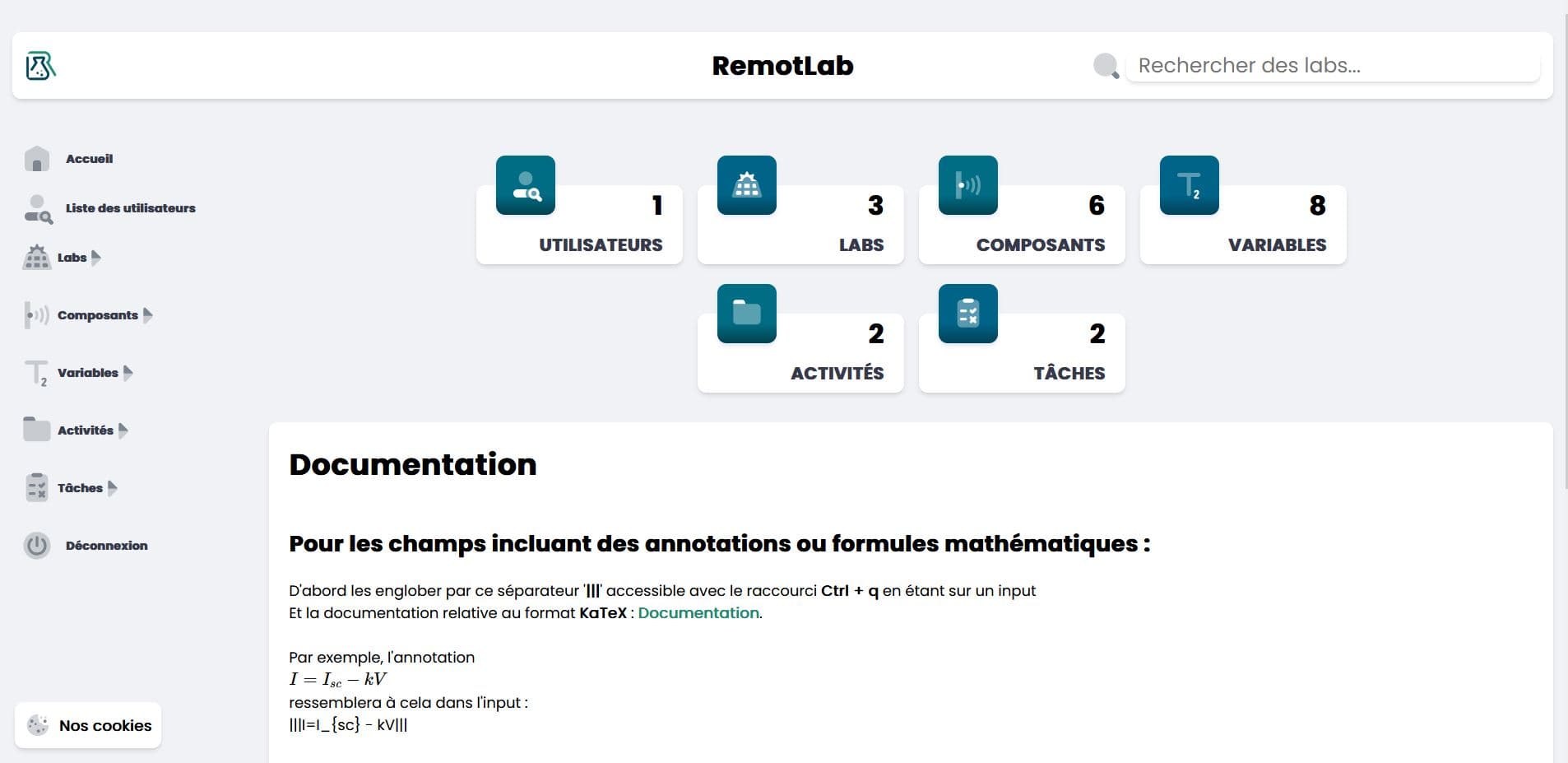 Plateforme de laboratoires distants - Screenshot 2